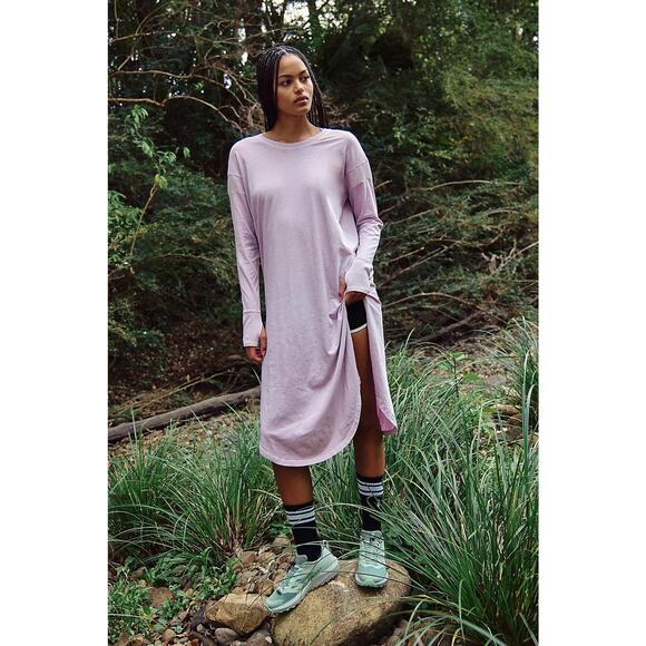 Free People FP Movement 100% Cotton Pink Long Game Tunic Layer Midi Size Small - Picture 1 of 8